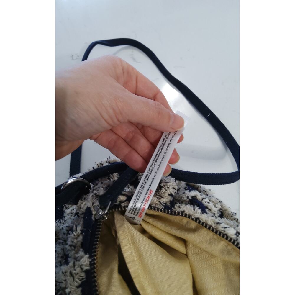 Free People Zamora Fringed Crossbody Bag in navy/cream strap boho cottagecore - Picture 8 of 8